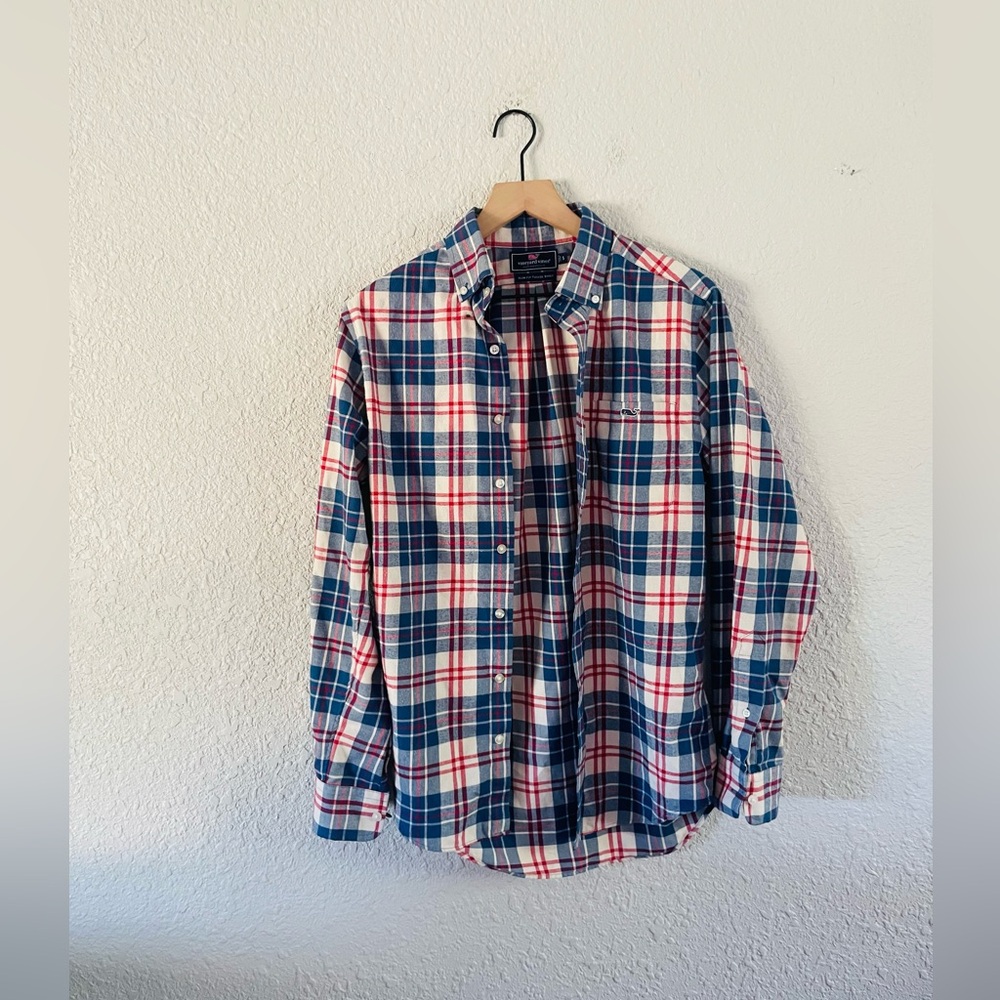 Vineyard Vines Red and Blue Plaid Button Down Shirt